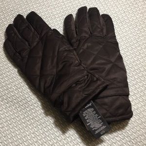 Brown quilted lined gloves